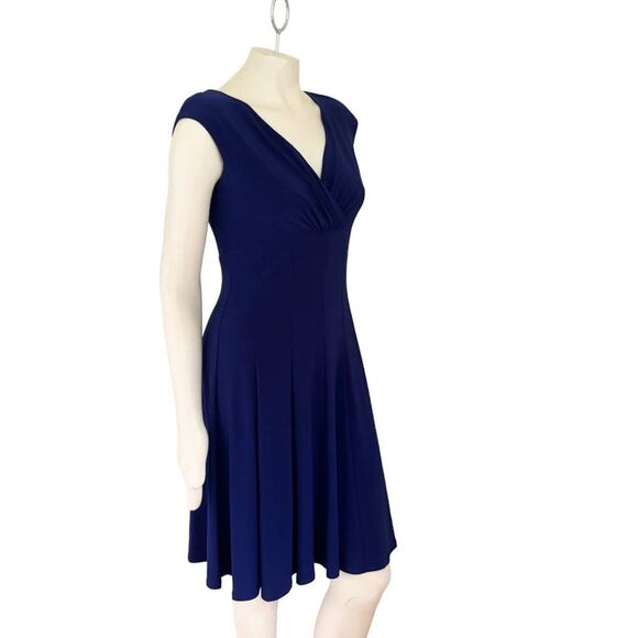 RALPH LAUREN Stretchy A-line Cocktail Dress in Indigo SZ 8 - Picture 4 of 10